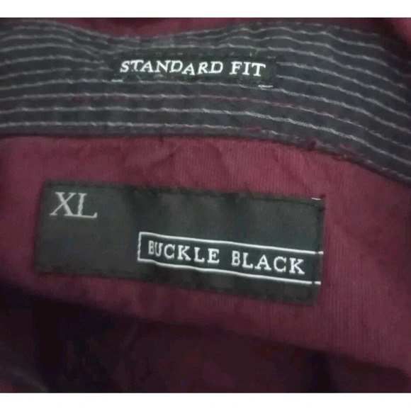 Buckle Black‎ Shirt Men's XL Burgundy Cotton Standard Fit Collar Button-Up - Picture 3 of 5